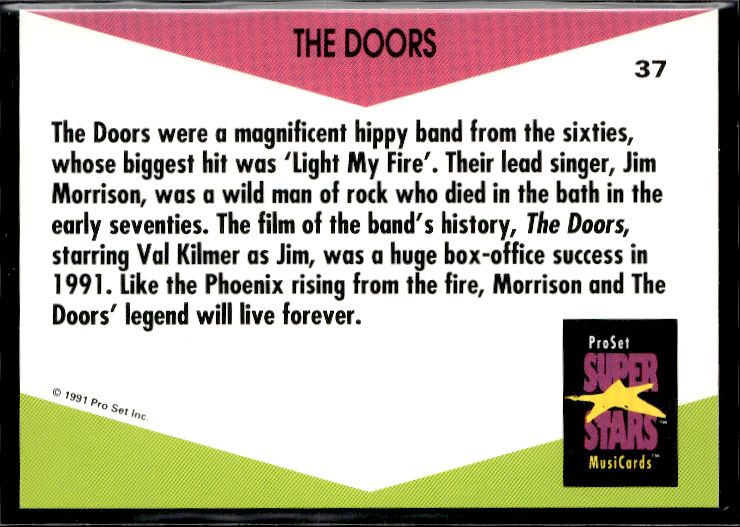 1991 Pro Set SuperStars MusiCards (UK Edition) #37 The Doors