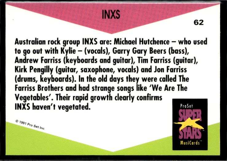 1991 Pro Set SuperStars MusiCards (UK Edition) #62 INXS