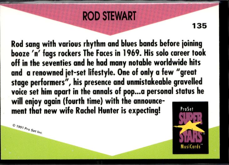 1991 Pro Set SuperStars MusiCards (UK Edition) #135 Rod Stewart