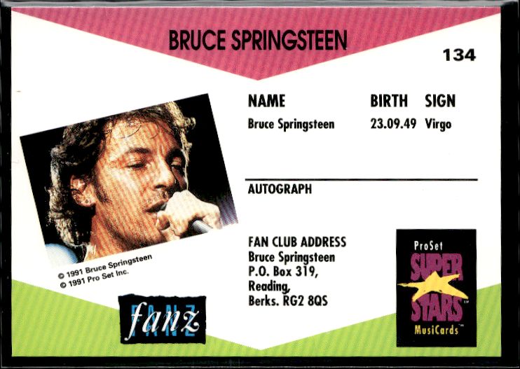1991 Pro Set SuperStars MusiCards (UK Edition) #134 Bruce Springsteen