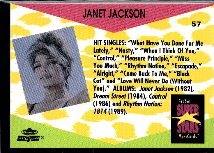 1991 Pro Set SuperStars MusiCards #57 Janet Jackson