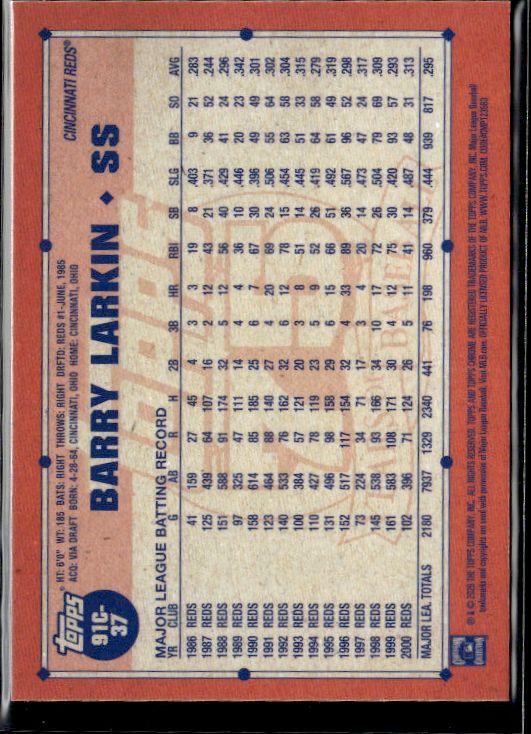2026 Topps #91C-37 Barry Larkin 1991 Topps Chrome