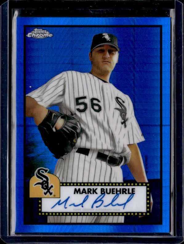 2021 Topps Chr Platinum Anniversary #PA-MB Mark Buehrle Auto Blue Prism Ref #/99