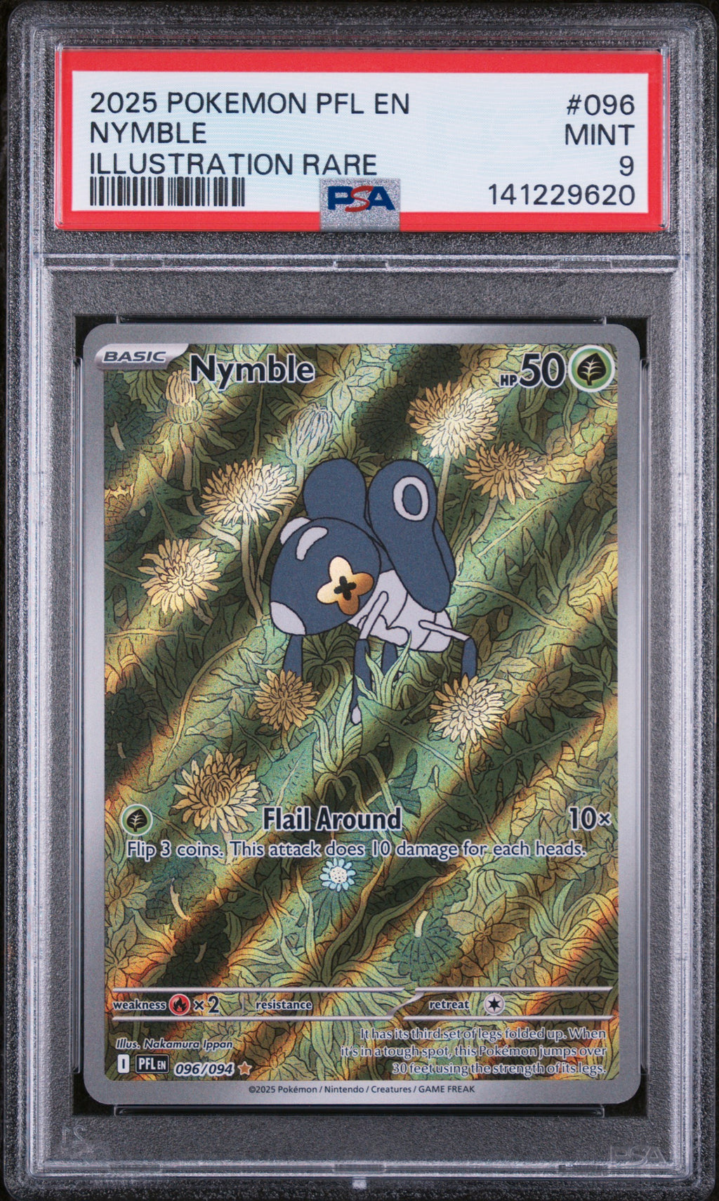 2025 Pokemon Pfl En-Phantasmal Flames #096 Nymble Illustration Rare PSA 9