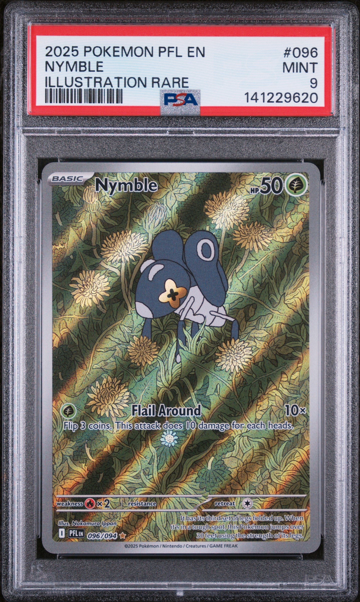 2025 Pokemon Pfl En-Phantasmal Flames #096 Nymble Illustration Rare PSA 9