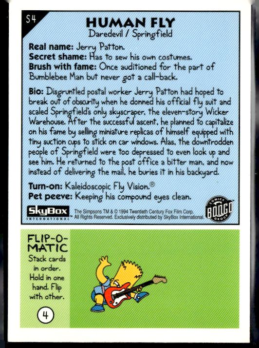 1994 SkyBox The Simpsons Series II #S4 The Human Fly