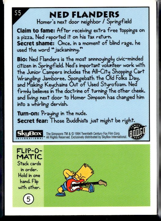 1994 SkyBox The Simpsons Series II #S5 Ned Flanders