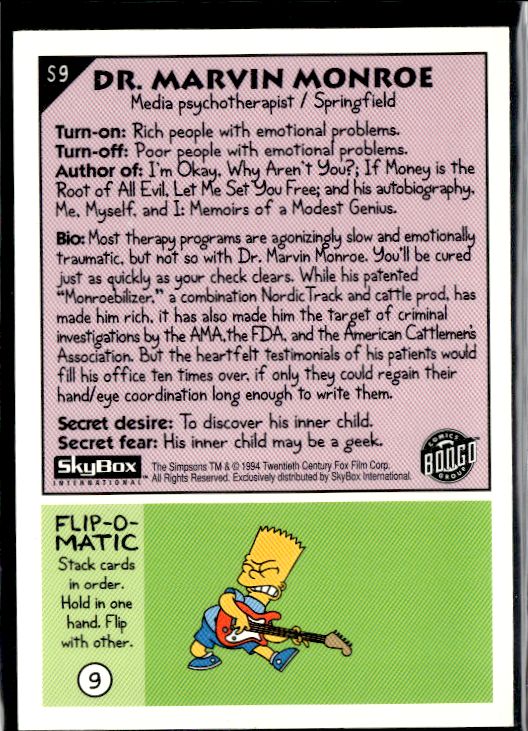1994 SkyBox The Simpsons Series II #S9 Marvin Monroe