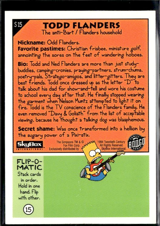 1994 SkyBox The Simpsons Series II #S15 Todd Flanders