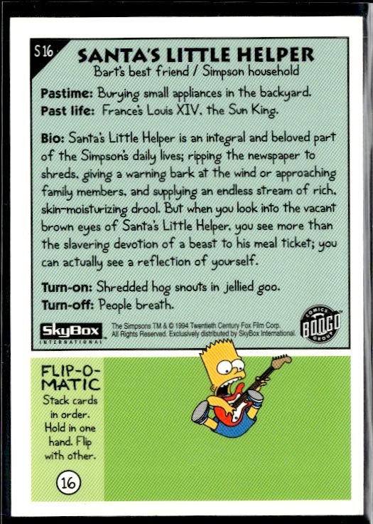 1994 SkyBox The Simpsons Series II #S16 Santa's Little Helper