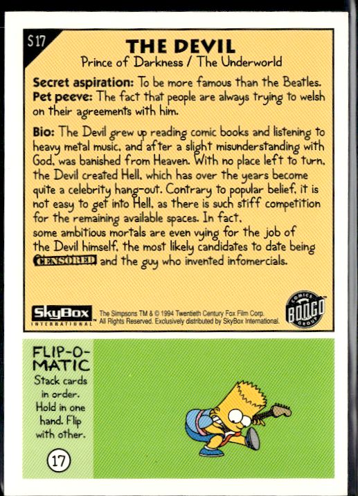 1994 SkyBox The Simpsons Series II #S17 The Devil