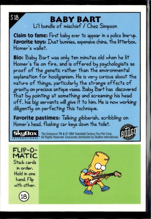 1994 SkyBox The Simpsons Series II #S18 Baby Bart