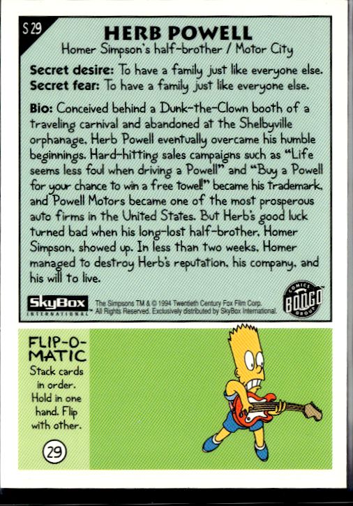 1994 SkyBox The Simpsons Series II #S29 Herb Powell