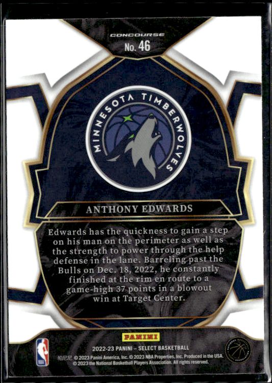 2022-23 Panini Select #46 Anthony Edwards Blue Prizms